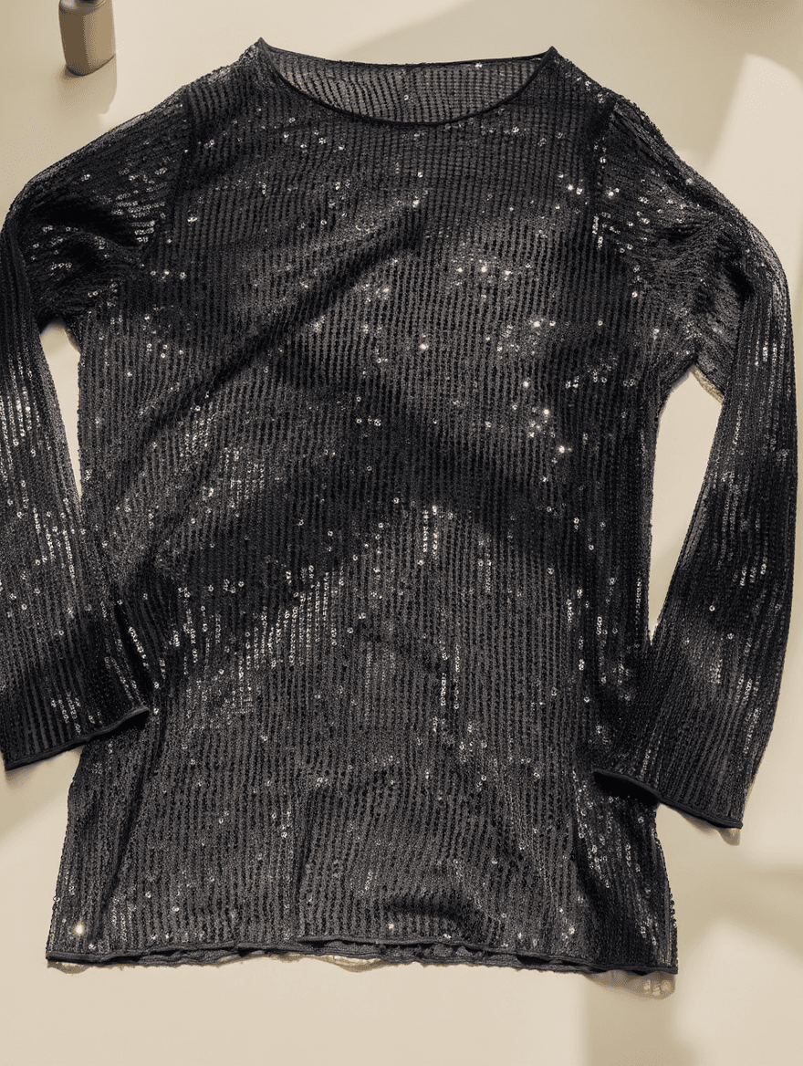 Top Negro Transparente Manga Larga