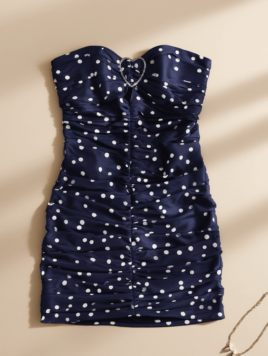 Vestido Azul Marino con Lunares
