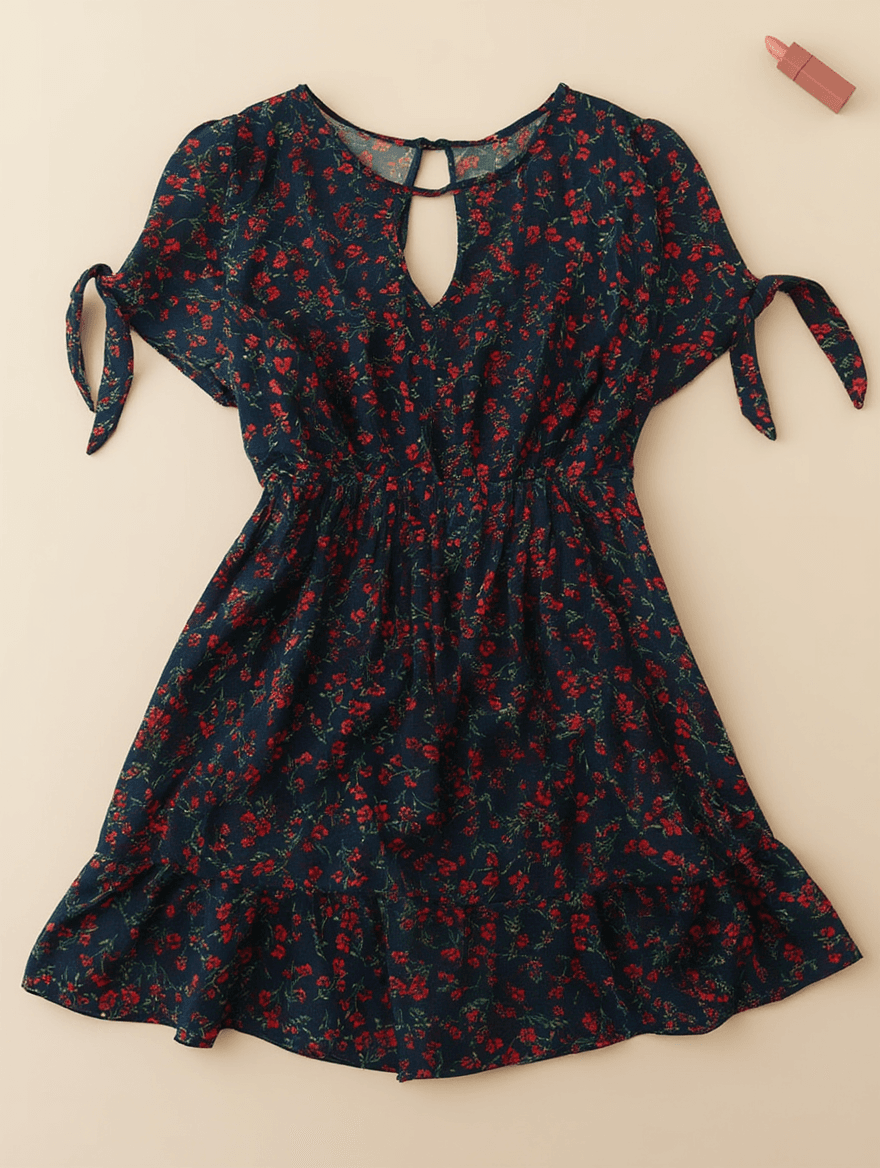 Minivestido Negro Floral
