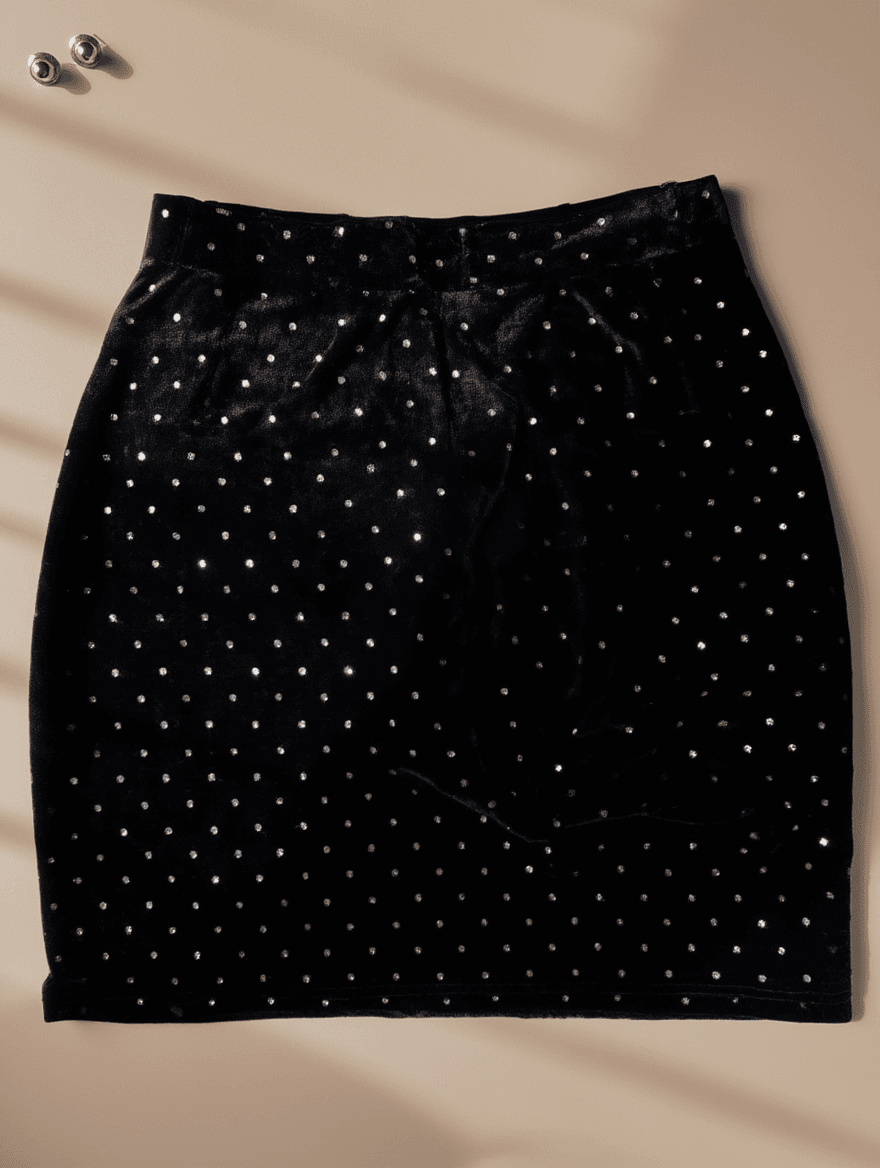 Falda Cruzada Negra con Lunares