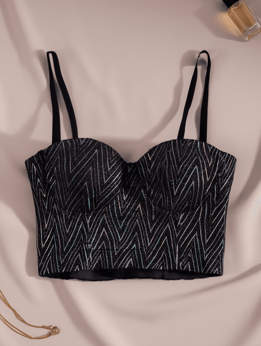 Bustier Negro con Patrón Chevron