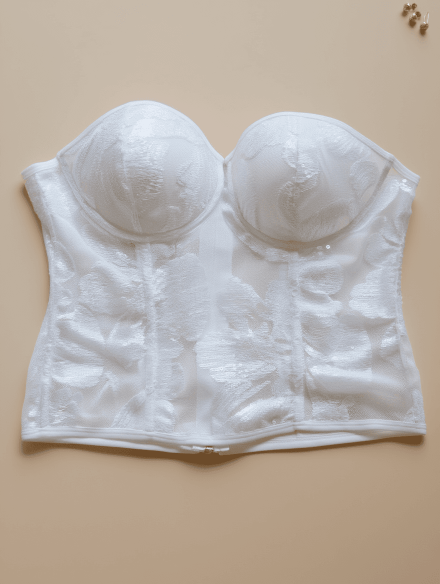 Corsé Blanco Strapless con Encaje Floral