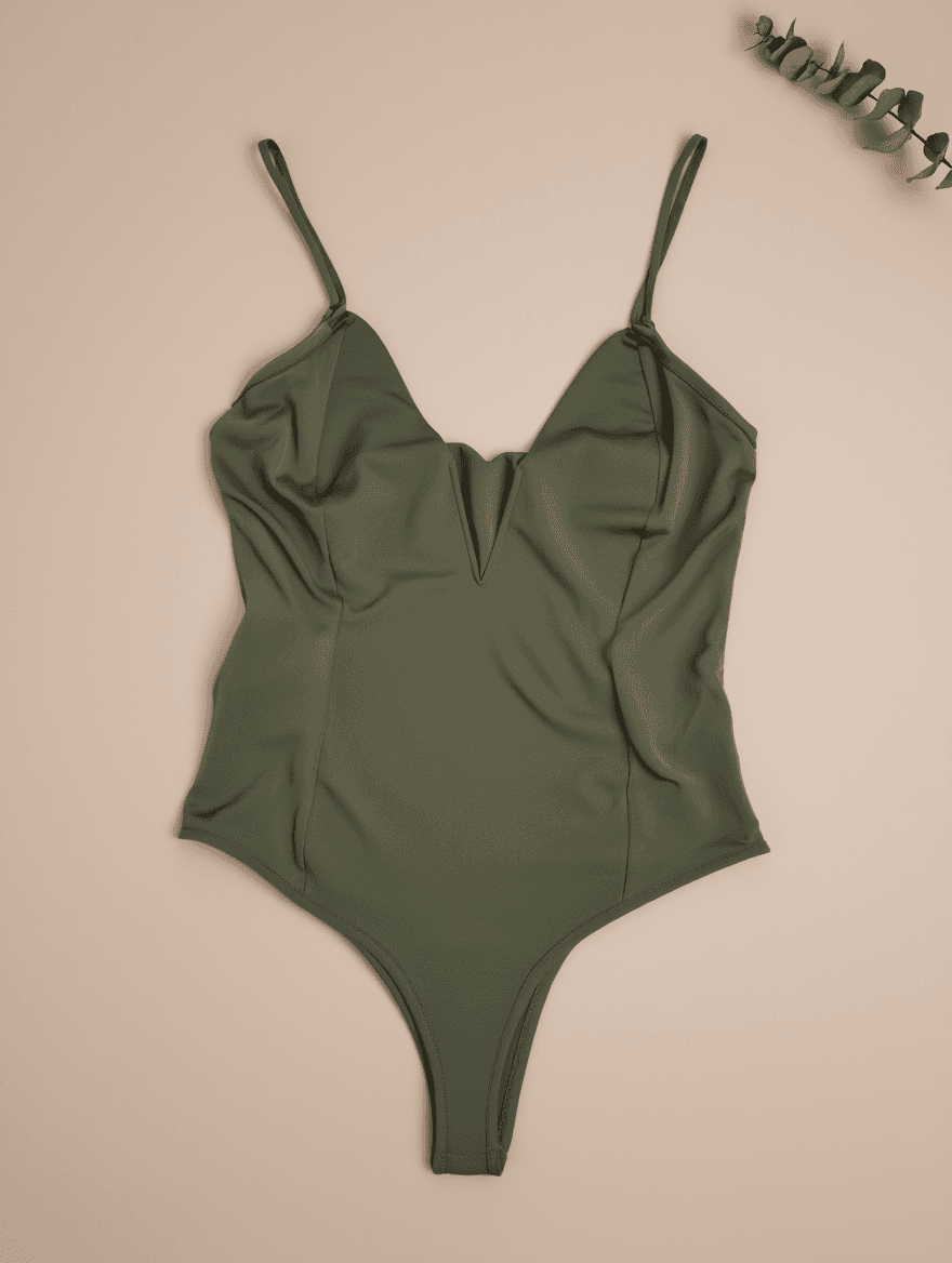 Body Verde Olivo Escote V