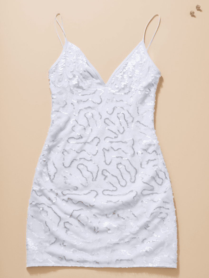 Vestido Blanco Texturizado de Encaje