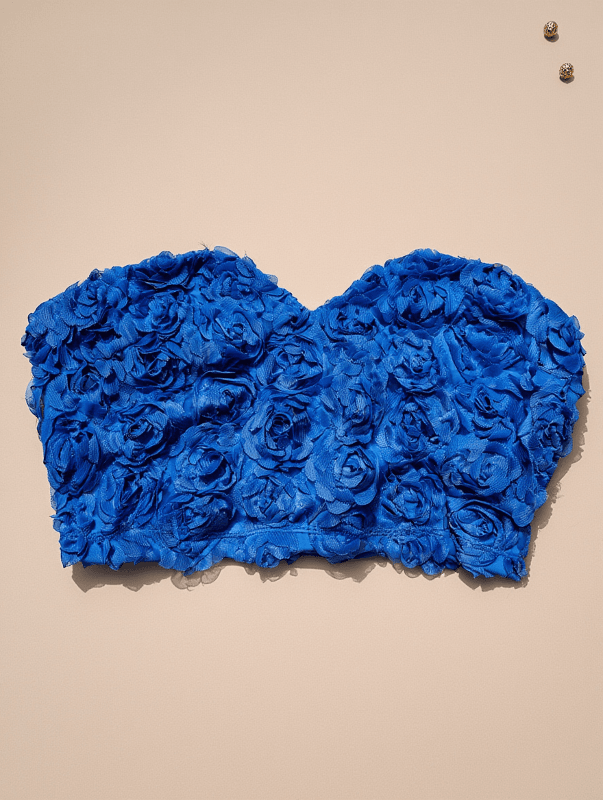 Bustier con Aplicación de Rosas Azules